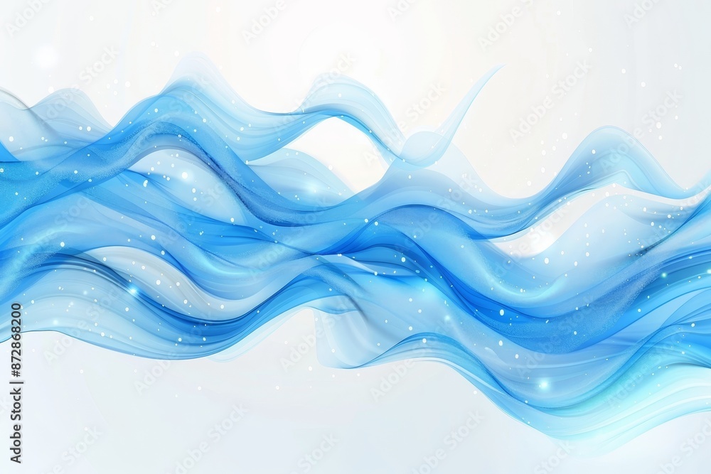 Poster the effect of blue waves in the wind. abstract motion trails with sparkles in the light