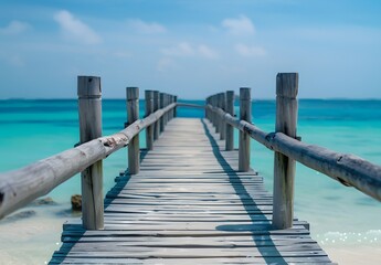 Fototapeta premium Wooden Bridge Leading to Turquoise Ocean