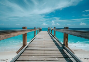 Fototapeta premium Wooden Bridge Leading to Turquoise Ocean