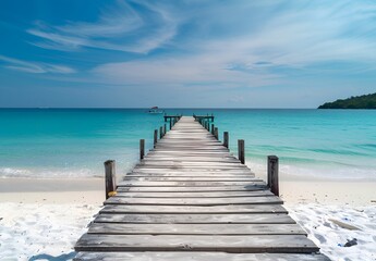 Obraz premium Wooden Pier Extending into Turquoise Sea