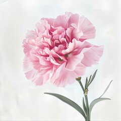 Fototapeta premium An artistic painting of a carnation with soft pinks on a white background, showcasing delicate petals.