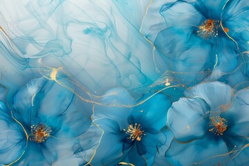 This abstract art background features gold line art flowers, botanical leaves, organic shapes, and watercolour. Suitable for banners, posters, Web, and packaging design.