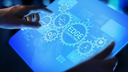 Edge computing modern IT technology on virtual screen concept.