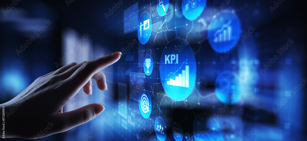 Poster kpi - key performance indicator. business and industrial analysis. internet and technology concept o