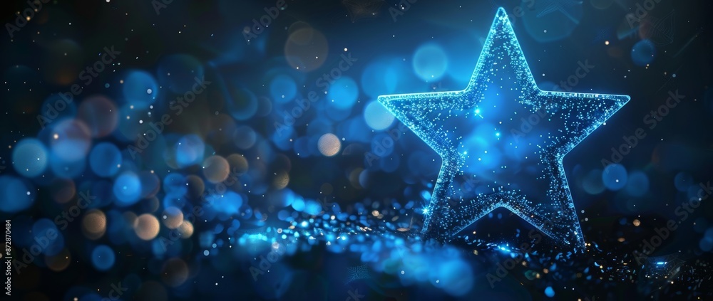 Fototapete Star shape design. Low poly style. Geometric background. Wireframe light connection structure. Modern 3D graphic concept. Isolated illustration.