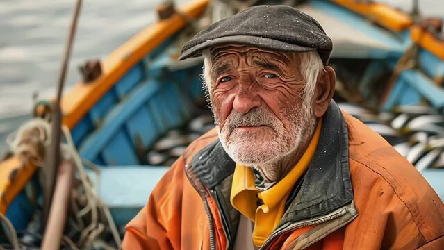 fisherman with a fish box inside a fishing boat