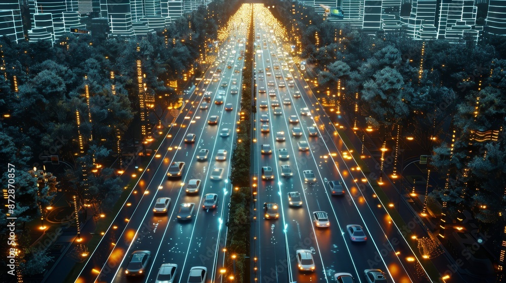 Aufkleber intelligent transport system for smart cities. automatic sensing systems and radar signals for flyov