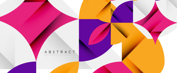 Obraz premium Minimal geometric elements on white. Petals, round triangles, star