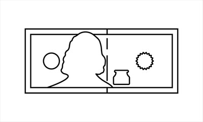 Minimalistic dollar banknote line icon. Money. Paper currency symbol simple design. Isolated on white background. Outline sign for app, graphic design, infographic, site, ui. Vector EPS 10