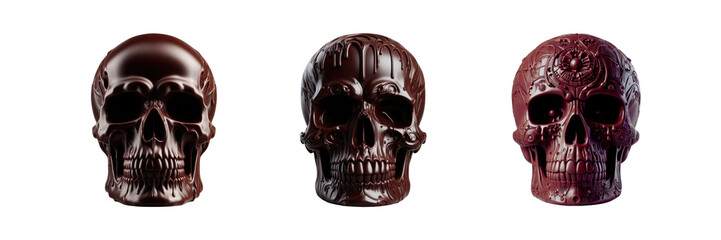 Dark chocolate skull set, Halloween Day special of against Transparent background