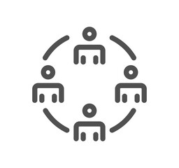 Teamwork and business communication icon outline and linear vector.	
