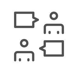 Teamwork and business communication icon outline and linear vector.	

