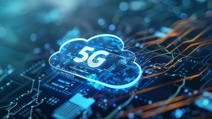 High-speed 5g wireless network connectivity diagram featuring cloud computing, data storage, and synchronization technology for smart cities and financial services, illustrating global online connecti