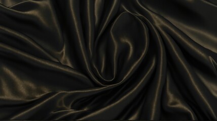 Fototapeta premium A close-up image showcasing the exquisite texture and elegant drape of flowing black silk fabric. The soft folds and gentle ripples create a sense of luxurious sensuality and mysterious elegance.