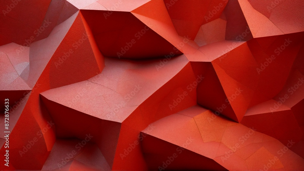 Poster a geometric symphony in red, a mesmerizing 3d render of a vibrant red geometric landscape. the angul