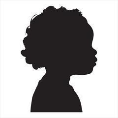 silhouette of toddlers head in side view silhouette white background
