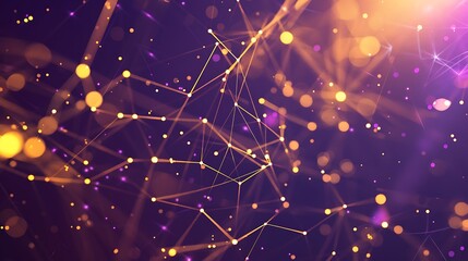 A sleek tech template with a Plexus background in shades of purple and gold, clean and colorful design, ultra HD