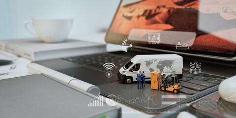 Illustration for online ordering and delivery services.3d, rendering, illustration,