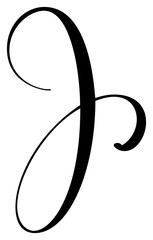 Vector calligraphy hand drawn letter J icon logo. Script font. Handwritten brush style