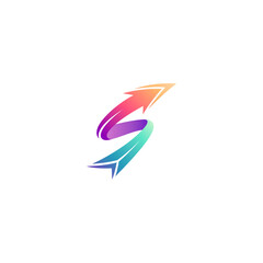Letter S up arrow business logo