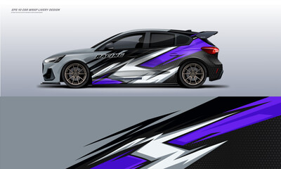 Sporty Car branding mockup car wrap livery design Hatchback racing wrap decal or livery design.