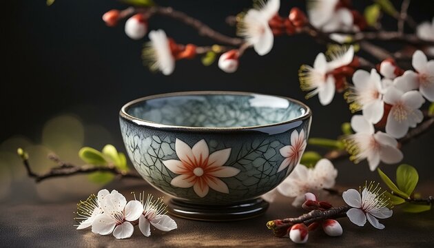 Timeless Beauty: Japanese Antique Imari Ware Rice Bowl on Black Background