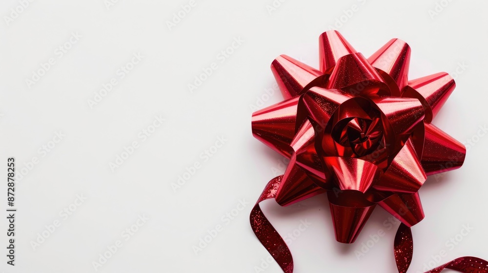 Poster Large red bow for holiday on white backdrop