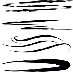 Assortment of black brush stroke lines, great for creative, design, or decoration.
