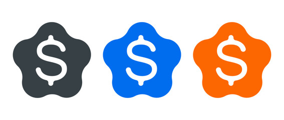 badge dollar icon set Isolated on White Background