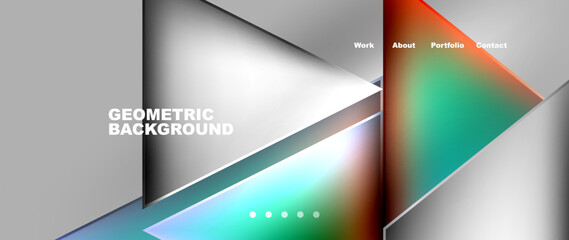 Flowing bright neon gradients geometric abstract background with triangles and lines. Fluid color pattern of color liquid gradient background for wallpaper, banner, background, card, landing page