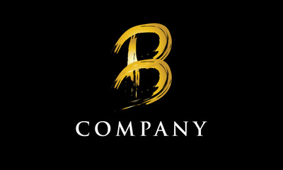 Handwriting Logo B Company Gold Abstract Modern Cool