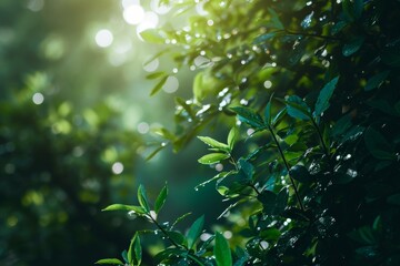 Obraz premium Green leaf background with a black background, Closeup green leaves background, Overlay fresh leaf pattern, Natural foliage textured, AI generated