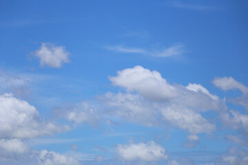 Blue sky with white clouds in the daytime background.