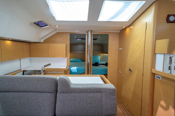 interior of sailing boat. sailing