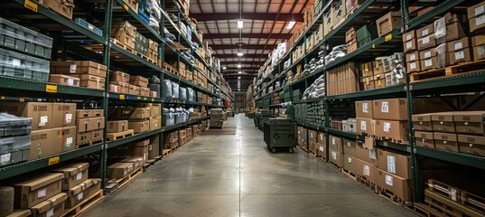Warehouse for military logistic supply. Generative AI technology.	
