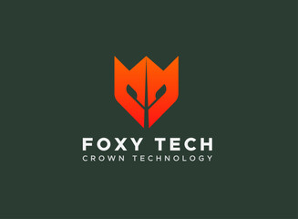 Introducing the Fox Crown Technology Logo Design, this logo used for foxy, tech, wolf, crown, king, network, logos, abstract, brand, modern, service, data, information, company or business
