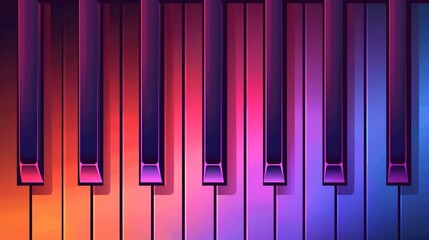Piano keyboard with colorful neon lighting, world music day concept. seamless looping 4k time-lapse video background