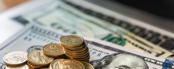 Fototapeta premium Virtual auction due to bankruptcy, future economic crisis, copy space for text,