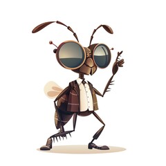 Ant Vintage fashion cartoon isolated whitebackground