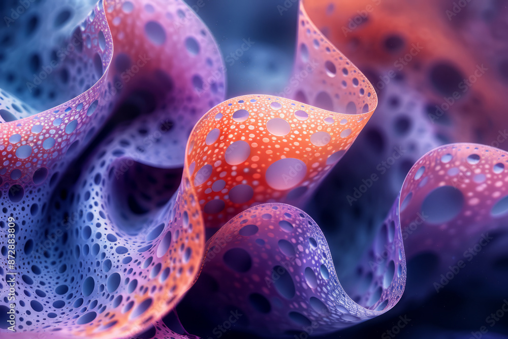 Poster detailed image of an abstract representation of a red and blue, with vibrant colors and intricate pa