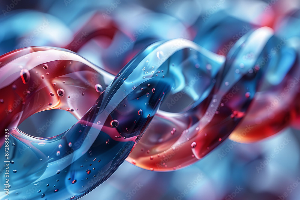 Aufkleber macro shot of the differential geometry aspects of a red and blue, focusing on the detailed lines an