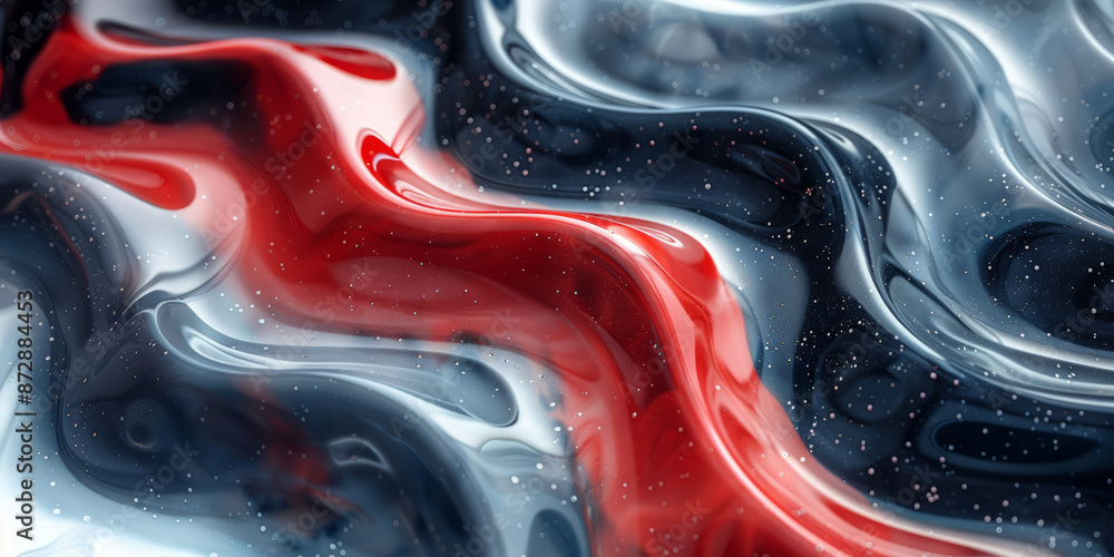 Poster macro image of the smooth transitions between red and blue areas on , with a focus on continuity,