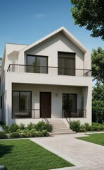 A Contemporary Dwelling with Stylish Architecture, Beautiful Exterior Design, and a Serene Garden Setting. Perfect Family Home in a Residential Neighborhood, Featuring Thoughtful Construction
