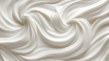 White texture of whipped cream, buttercream, cosmetic cream. Close up of vanilla yogurt. Top view.