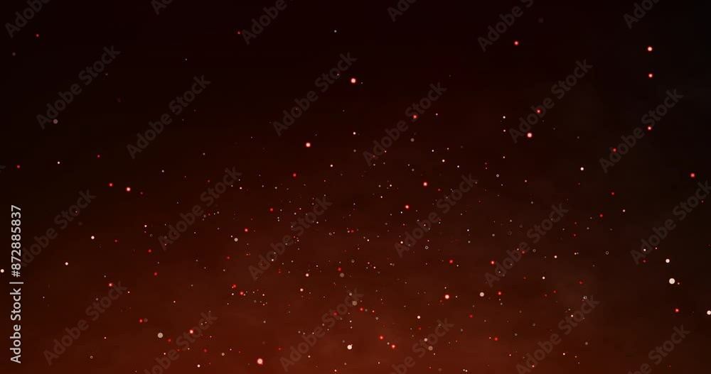 Poster red glow, particles and texture for background with fire, embers and calm aesthetic for mockup. shin