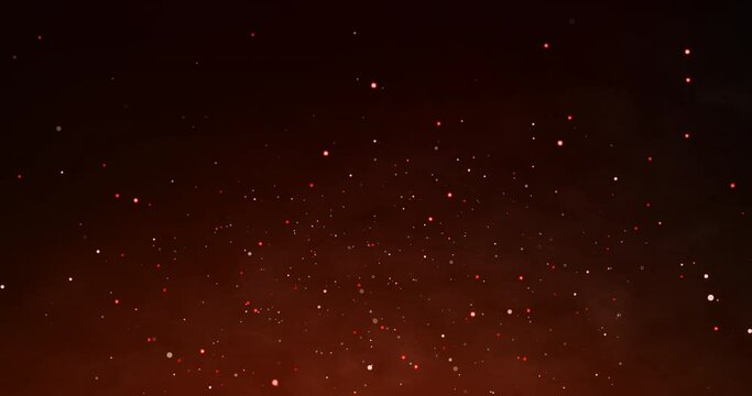 Red glow, particles and texture for background with fire, embers and calm aesthetic for mockup. Shine, glitter and warm light with dust for burn, dots and sparkle for creative wallpaper with bonfire