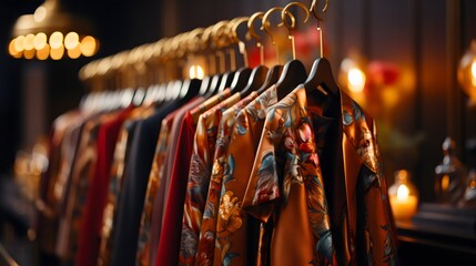 Clothes Hang on Rack in Clothing Store - Photography of Fashionable Apparel Display, Trendy Styles and Shopping Experience