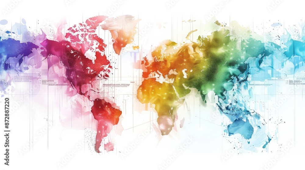 Aufkleber abstract blue technology background illustrating global communication and data analysis, cyber explo