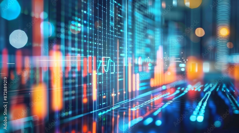 Poster advanced business intelligence and analytics background with data visualization tools for corporate 