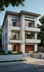 A Contemporary Dwelling with Stylish Architecture, Beautiful Exterior Design, and a Serene Garden Setting. Perfect Family Home in a Residential Neighborhood, Featuring Thoughtful Construction